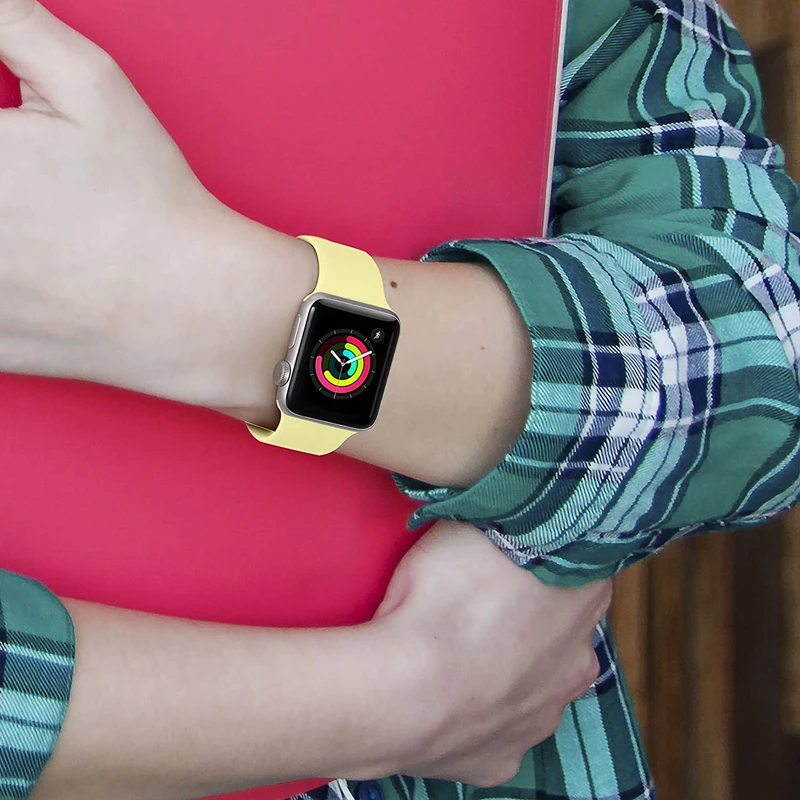Фото Ремешок силиконовый для Apple Watch band 44 мм 49 мм 45 мм 41 мм 38 мм 42 мм 40 мм, спортивный браслет для iWatch series 8 SE 7 6 Ultra 49 мм №5