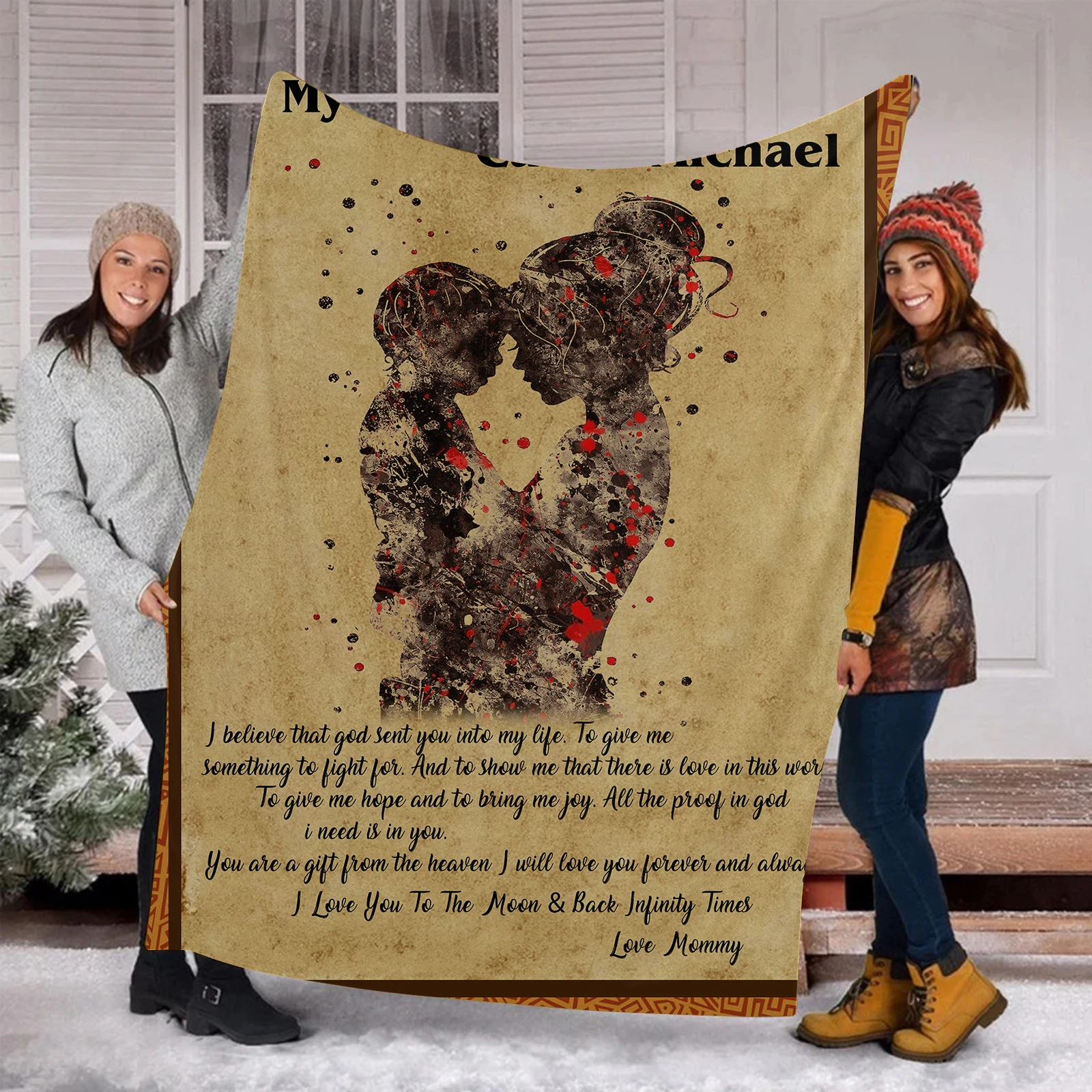 

Gift Blanket for Son Express Love Letter Design Portable Office Air Conditioner Blanket Home Outdoor Camping Carry Quilt