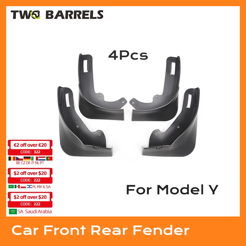 

4 Pcs Front Rear Fender Protector For Tesla Model Y 2021 2022 Wheel Mudguard Mud Flaps Dirtboard Car Accessories Auto Tools