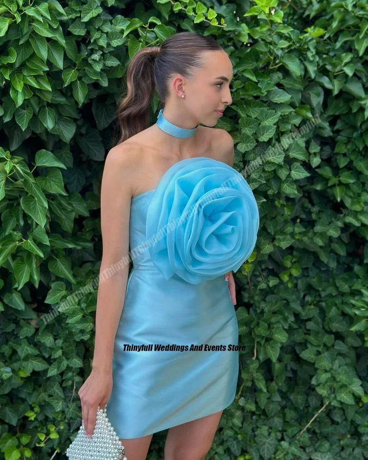 Тонкие Атласные/из органзы короткие женские платья с 3D цветами для дня рождения