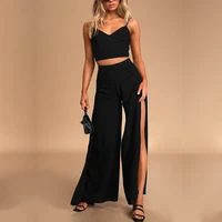 sexy see through crop top and flare pants two piece set two piece sets womens outifits suit