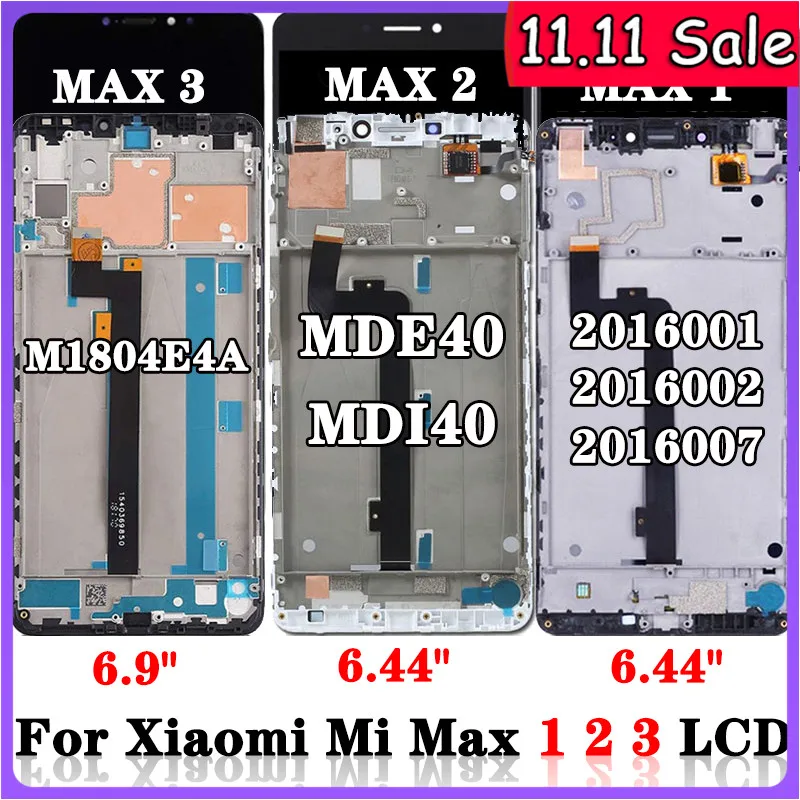 

AAA+ For Xiaomi Mi Max Max 2 Max 3 LCD Touch Screen Digitizer Assembly Replacement For MiMAX1 MAX2 MAX3 LCD Screen Replacement