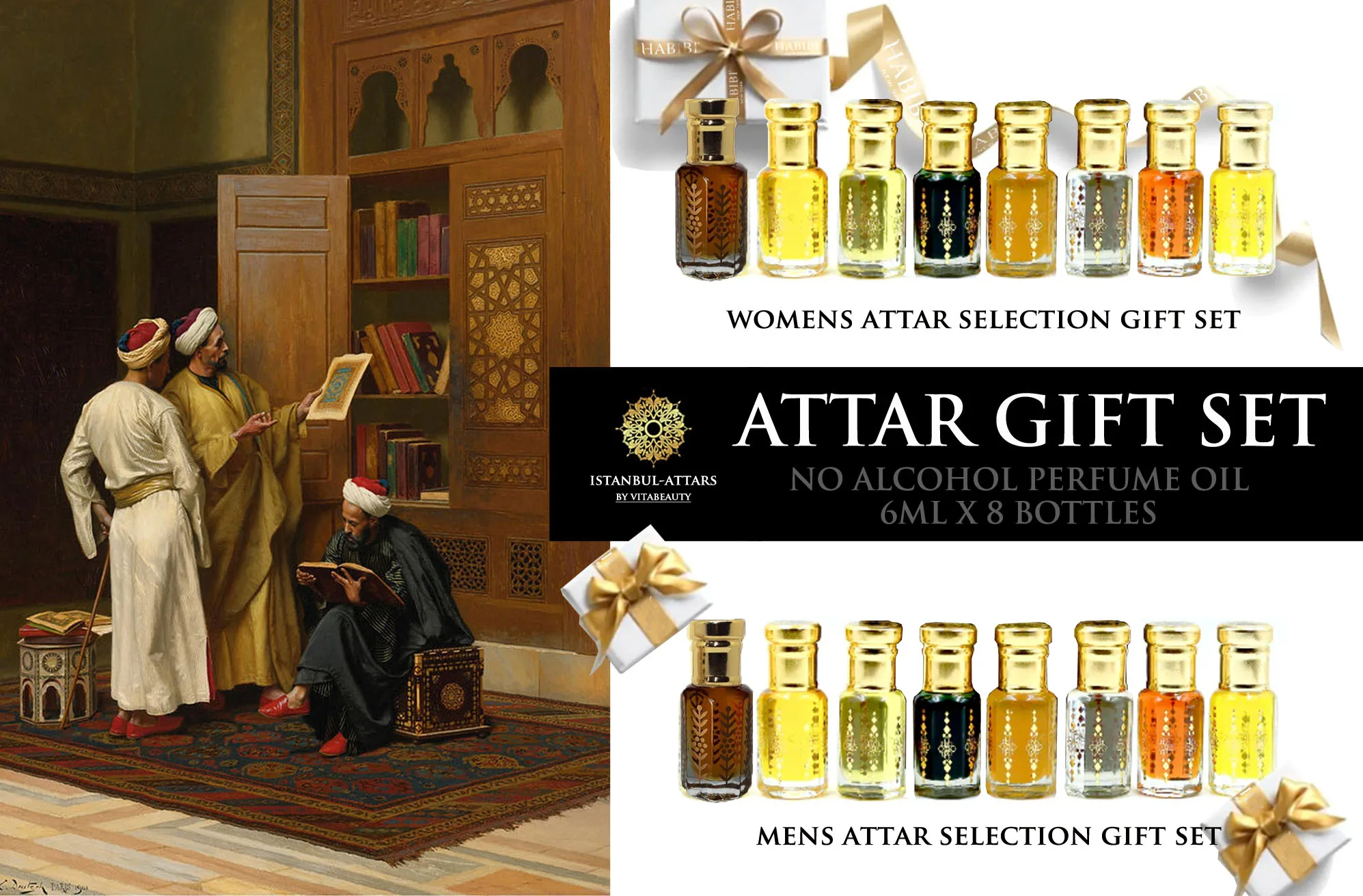 Luxury Attar Perfume Oil Gift Set Arabian Oud Musk (8x6ml Bottles) for Men and Women No Alcohol Halal