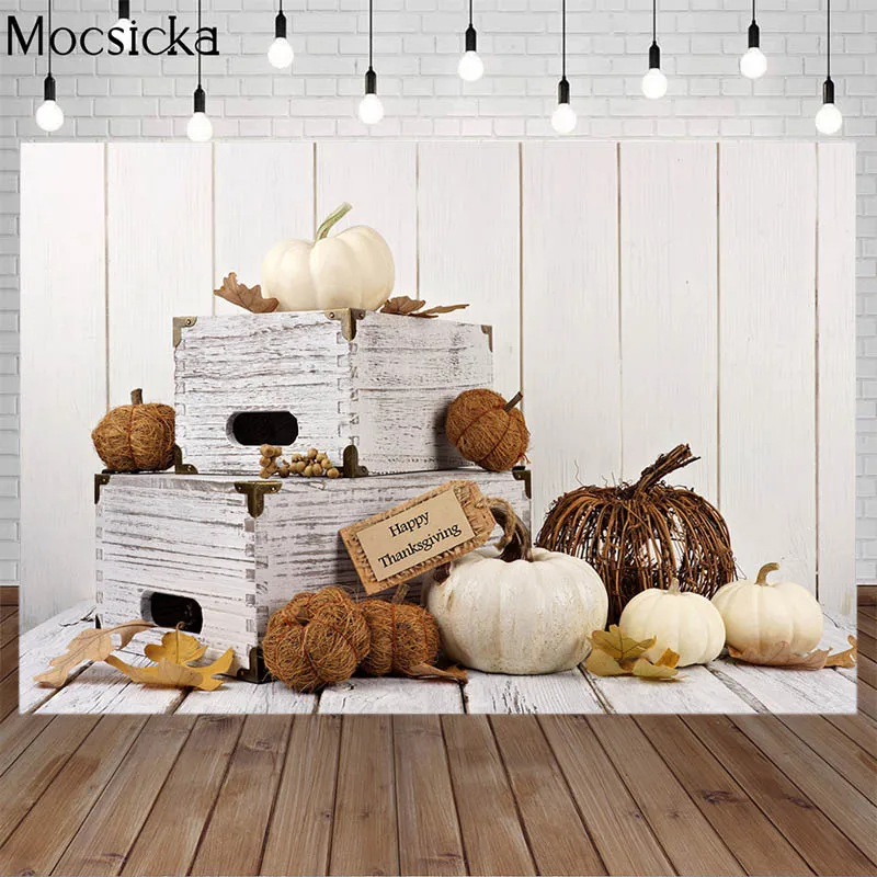 

Фон для фотосъемки с изображением тыквы на День Благодарения украшение для вечеринки белая деревянная доска портрет для новорожденных дет...