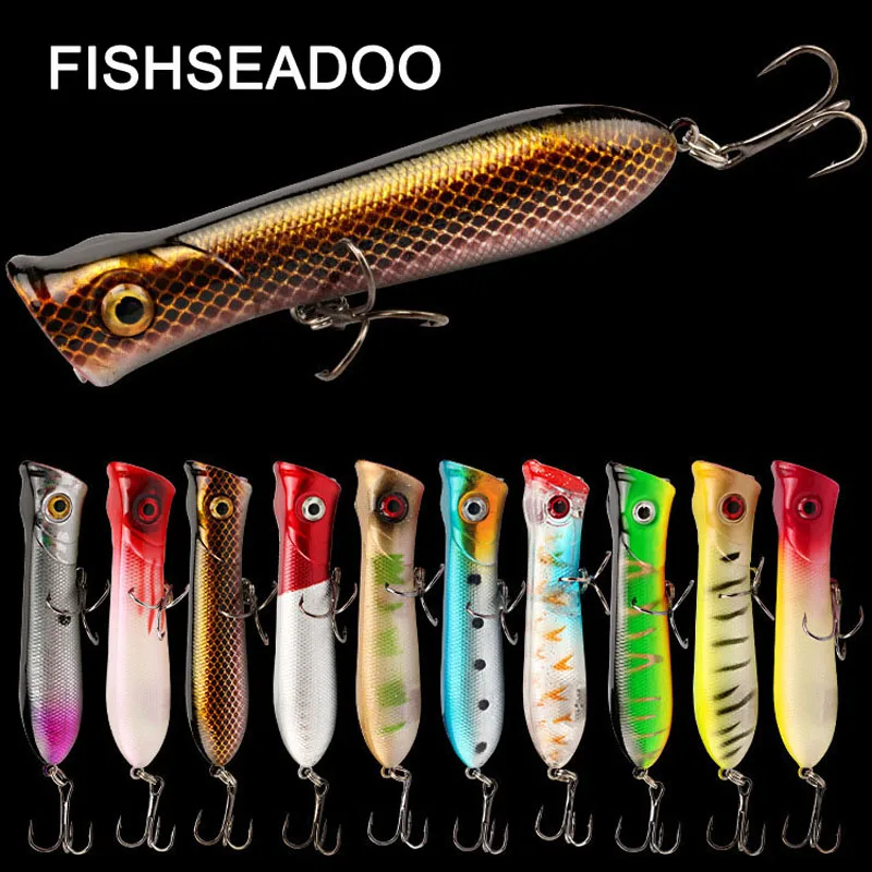 Enlarge 5PCS Lot Topwater Lure Fishing Big Mouth Popper 11.7g  Luya Bait Top Water Floating Fishing Tackle 3D Eyes Bass Sea Treout