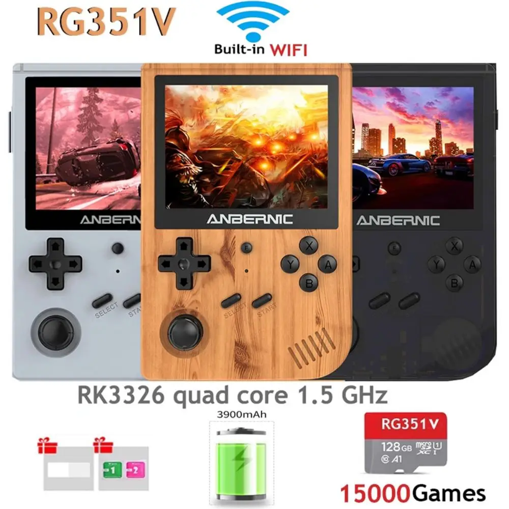 Cena RG351V Przenośny Odtwarzacz Gier 5000 Klasyczne Gry Ekran IPS 3.5 Cal Gry Retro Przenośne Przenośna Konsola Do Gier Na Prezenty Dla Dzieci