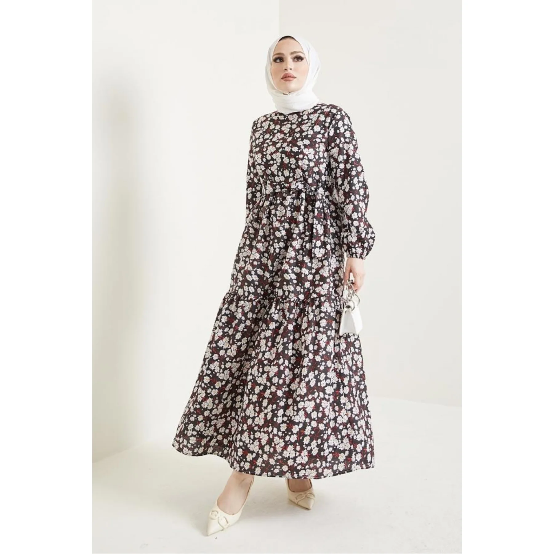 Flowers Detailed  Summer Maxi Muslim Dress Woman Abaya Dress Abaya Caftan Dubai Kaftan Robe Muslim Long Dress Modest Muslim Sets