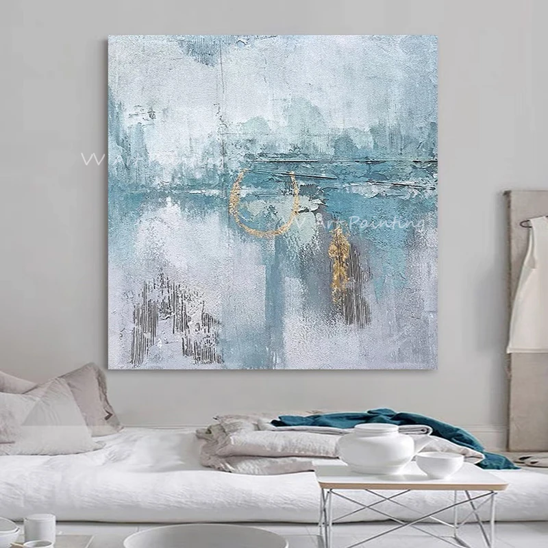 

Abstract Hand Painted Watercolour Blue Landscape Oil Painting On Canvas Paintings Picture Wall Art Cuadros Home Room Decor