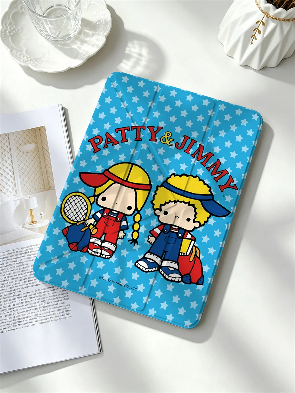 Фото Чехол Kawaii Star Print Patty&Jimmy Y-fold для iPad Air6/7/8 Pro11 2020-2022 Air4/5 10 7/8/9 Air3 A16 с отсеком для ручки, противоударный чехол №4