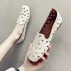 Балетки женские ажурные, дышащие туфли на плоской подошве, с цветочным принтом, без застежки, лоферы для вождения, широкие, большие размеры 42, на лето