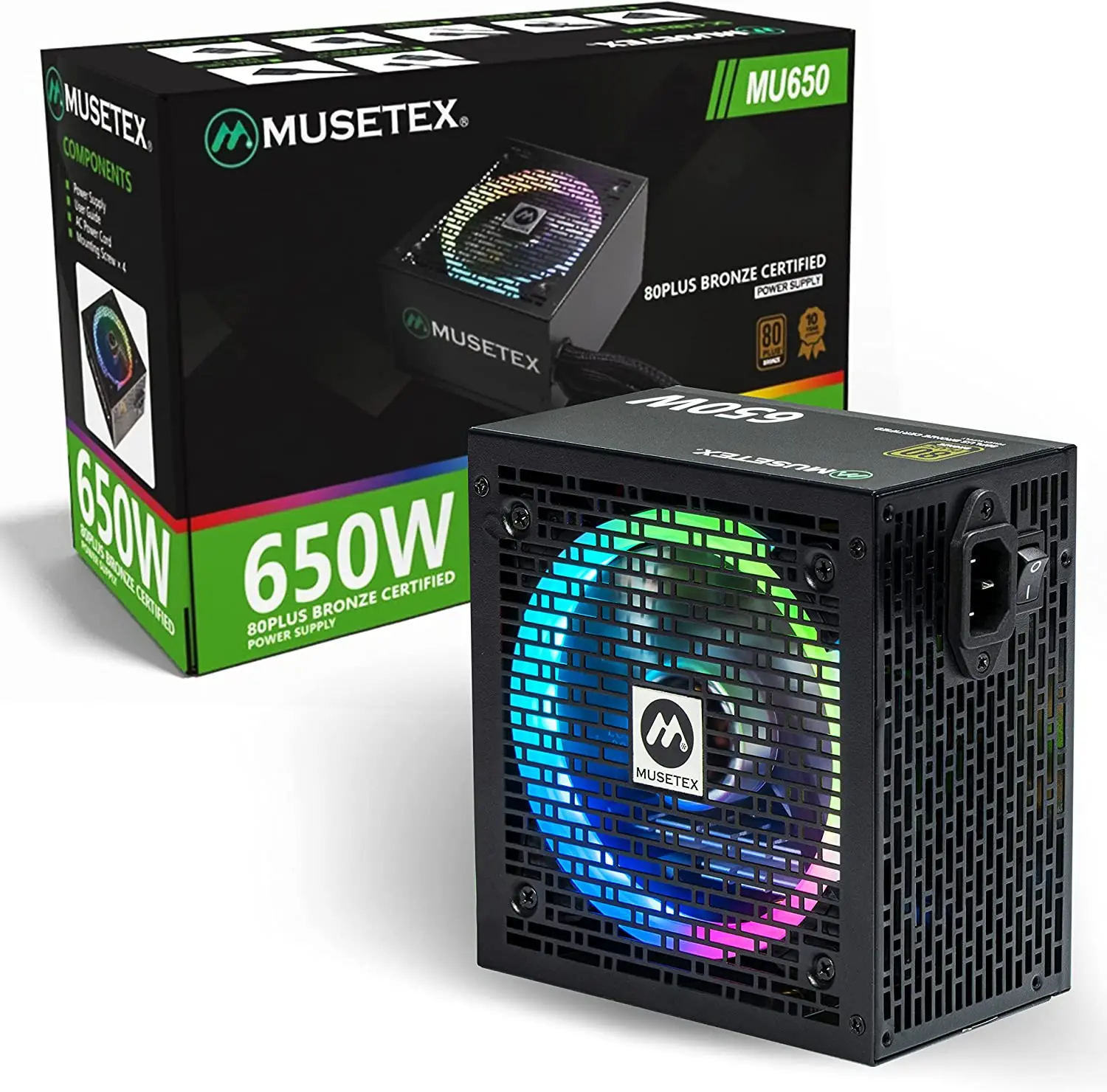 

Блок питания MUSETEX, 650 Вт RGB PC PSU,