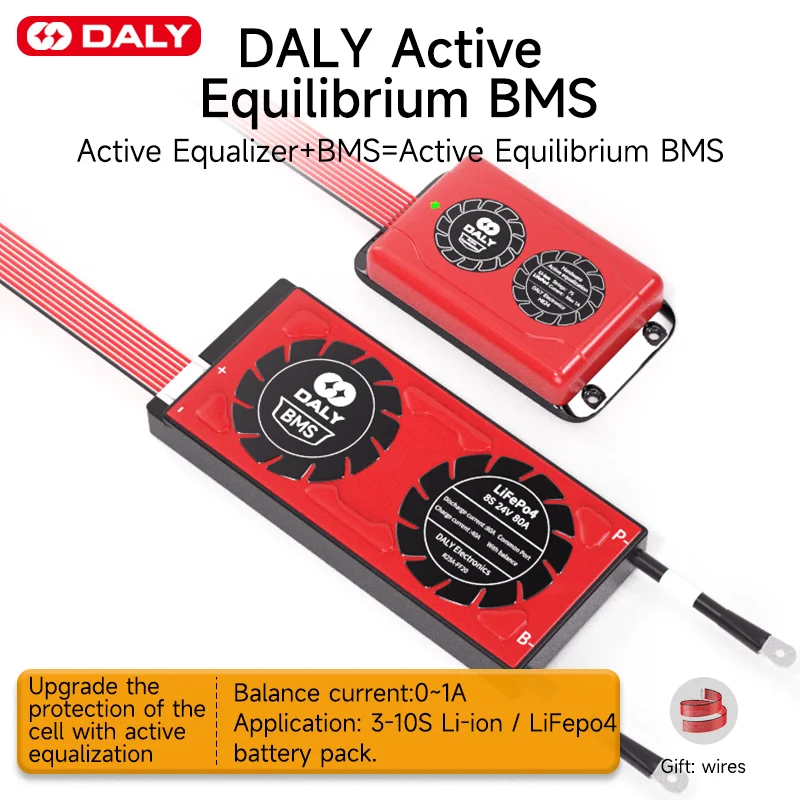 Daly BMS Lifepo4 3S 4S 7S 8S 10S 12V 24V 36V Li-Ion BMS с 1A активным балансировщиком NO BT 60A 80A 100A 120A 150A 200A 250A для 18650