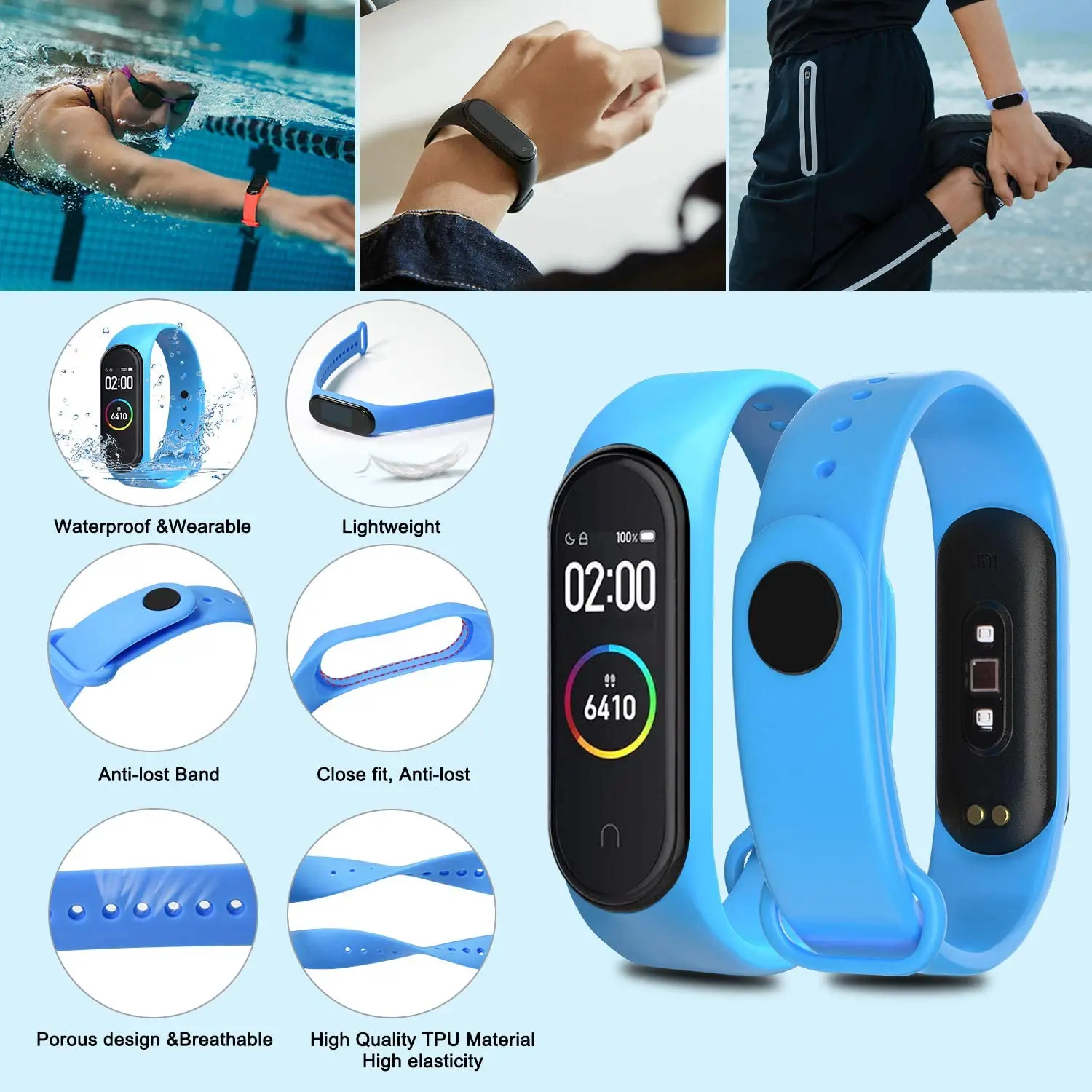 Replacement strap Xiaomi Mi Band 7,6,5,4,3 Silicone Watch Bracelets colors Soft Breathable Sweat Resistant