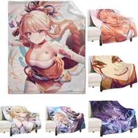genshin impact blanket anime multifunction super warm throw blanket for bed couch bedspread thin quilt office flannel blanket