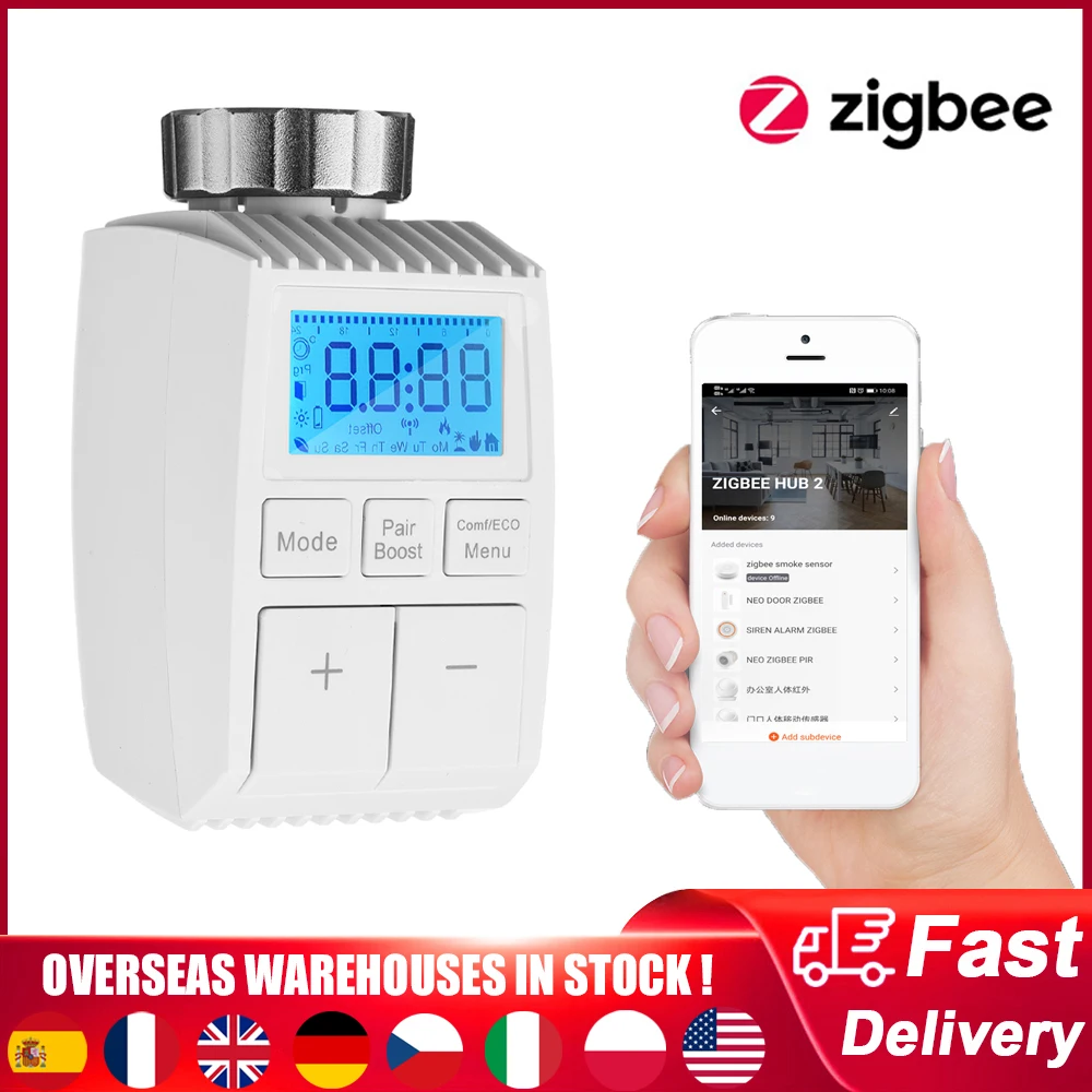 

ZigBee Smart TRV Thermostat Thermostatic Radiator Valve Programmable Voice Control Anti Freezing Constant Temperature Controller