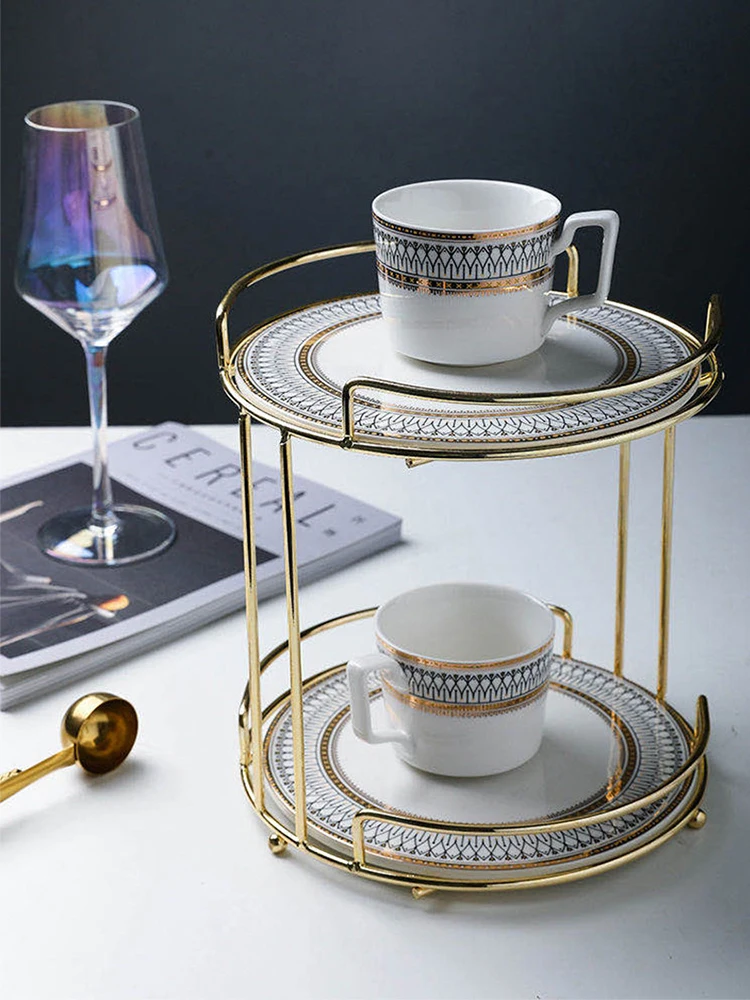 Органайзер для макияжа из серого мрамора - Двухслойная железная полка с