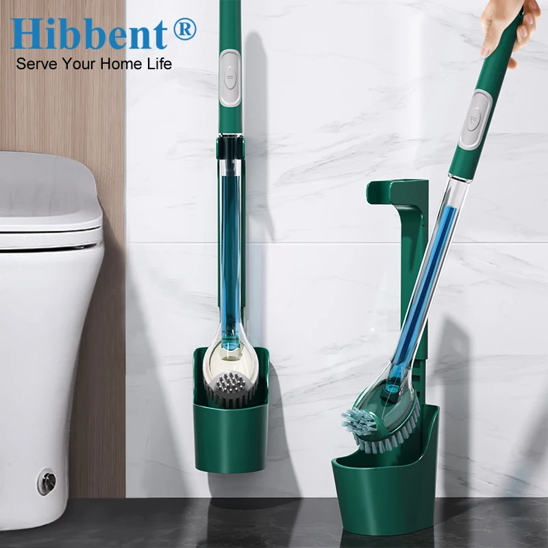 

Hibbent Silicone Toilet Brush Wall-Mounted Long Handled Brush No Dead Corners Wash Toilet Cleaning Artifact Bathroom Accessories