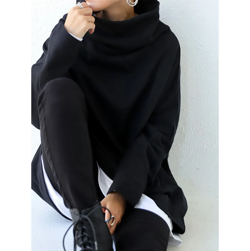 Толстовка Женская с длинным рукавом и высоким воротником однотонная