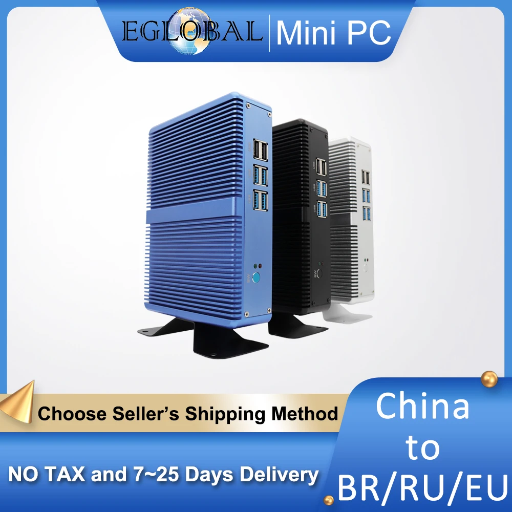 Процессор Eglobal Fanless мини-ПК Windows 10 Core I3 7167U I5 7267U DDR4 системный блок настольный