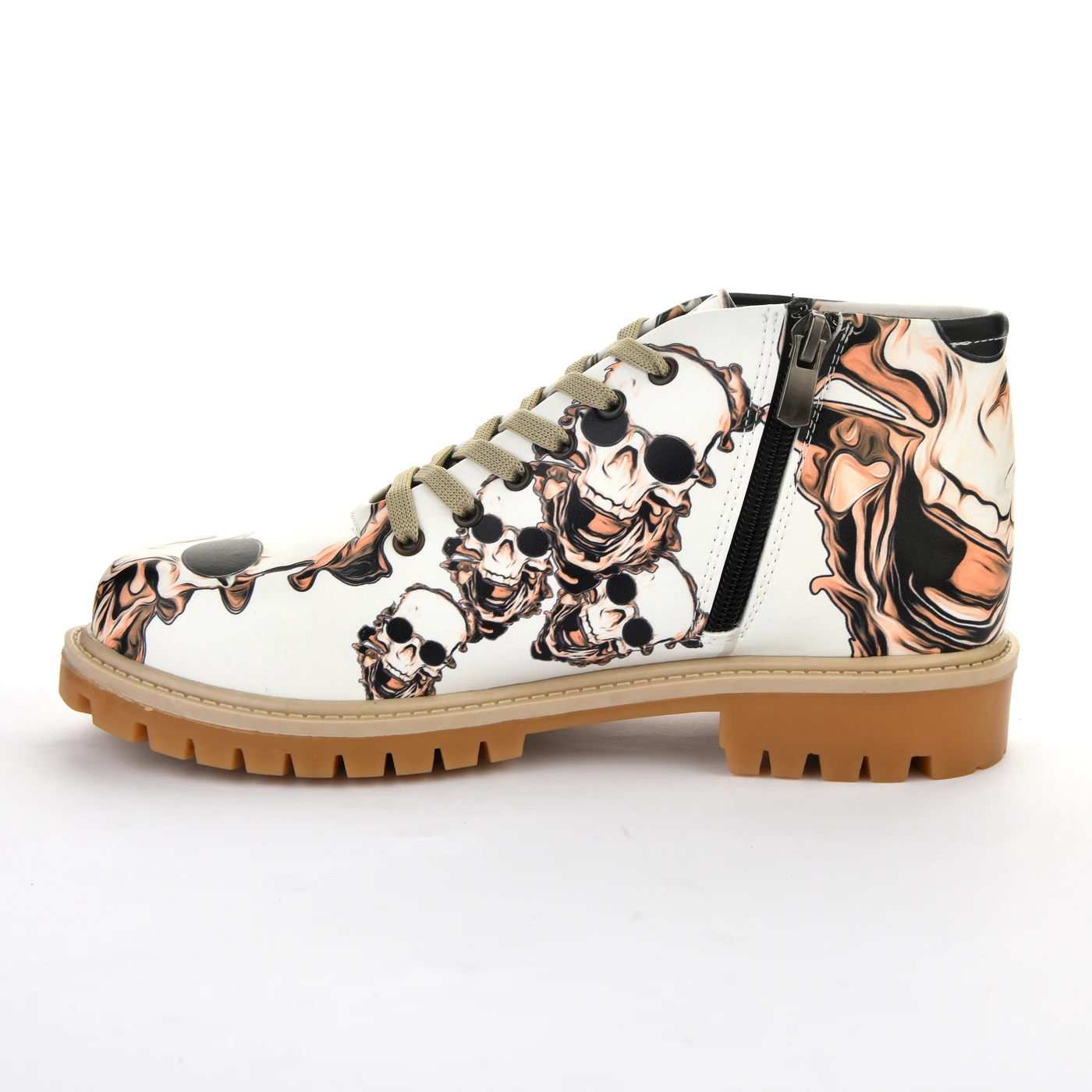 7367 короткие ботинки на молнии и шнуровке с рисунком черепа