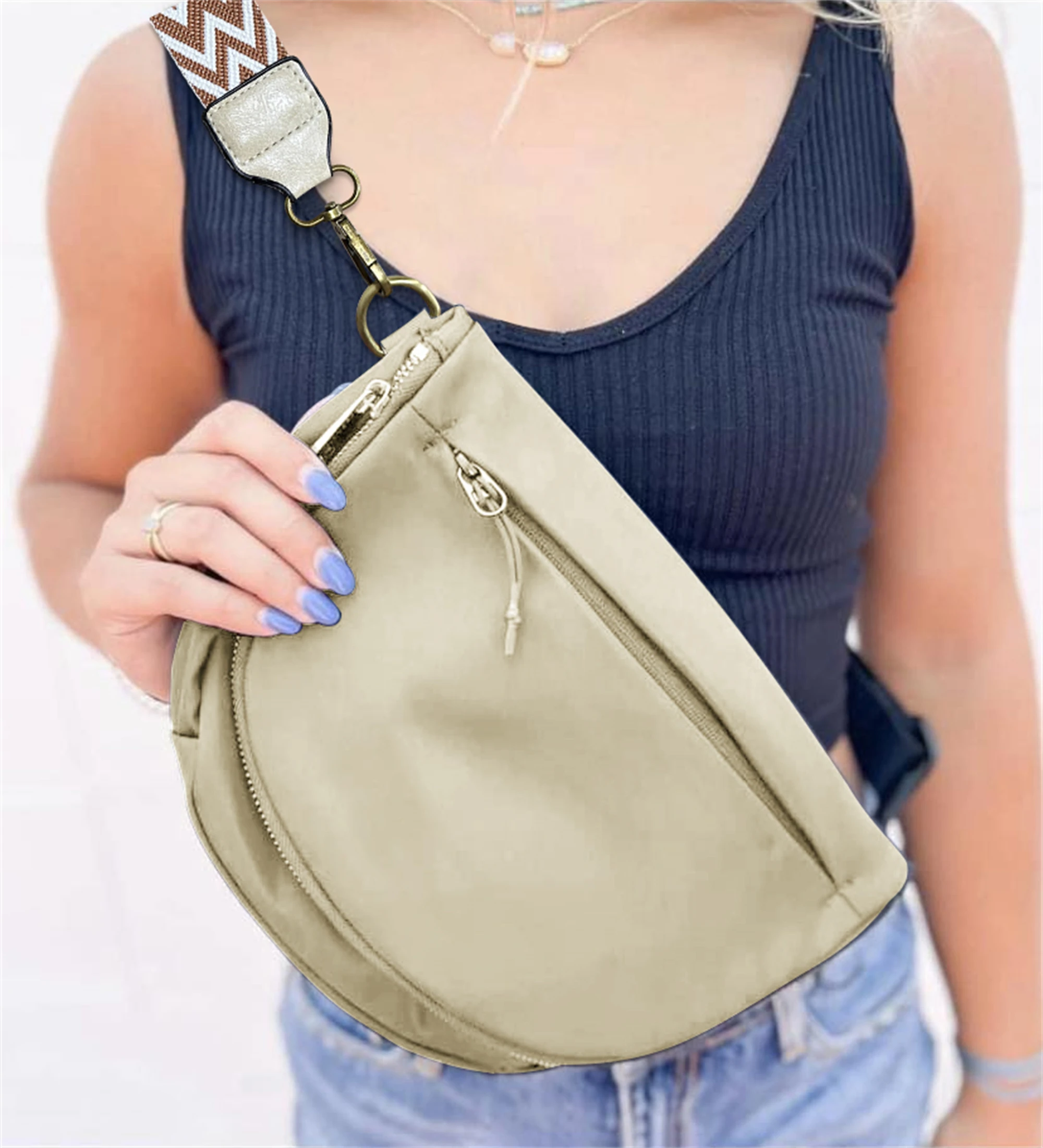 2023 New Fanny Pack Women Vegan Leather Sling Bags Crossbody Versatile Waist Bag Chest Bag Phone Shopping Purse withGuitar Strap
