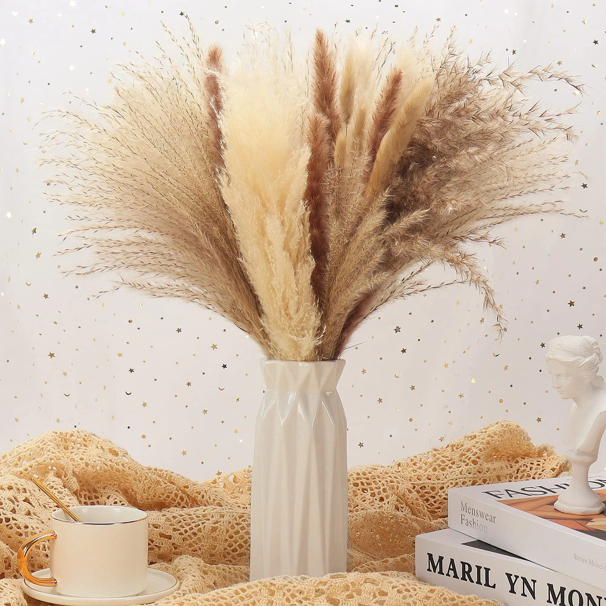 

15pcs/Set Natural Dried Flowers Home Decoration Pampas Grass Bouquet Wedding Real Reed Decor Accessories Branches Wholesale