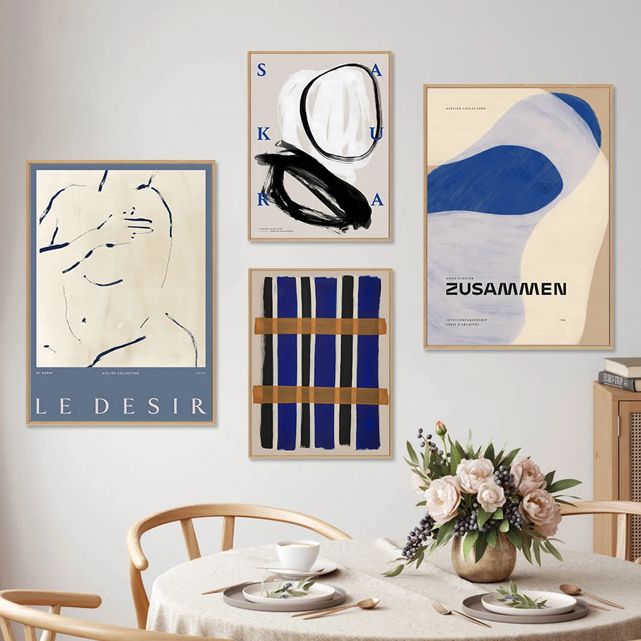 Абстрактный геометрический постер Женская линия тела настенный художественный