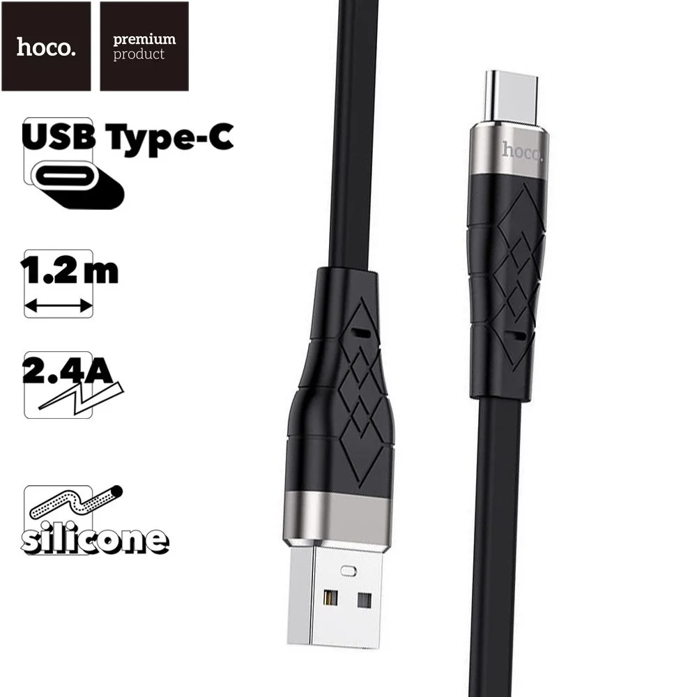 USB кабель HOCO X53 Angel Type-C 3А 1м силикон (черный) |
