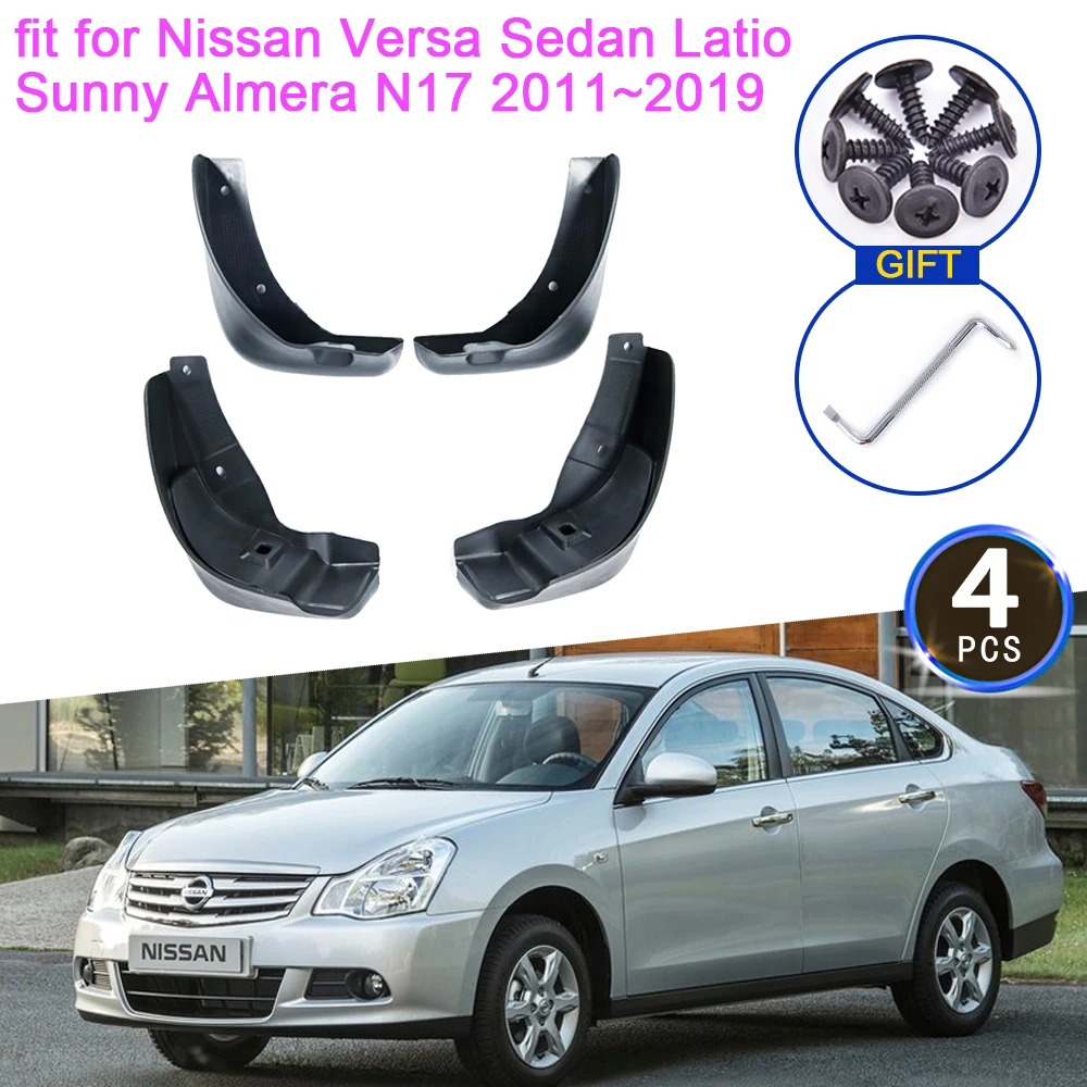 

4x for Nissan Versa Sedan Latio Sunny Almera N17 2011~2019 Mud Flaps Mudguards Splash Fender Guard Front Rear Wheels Accessories