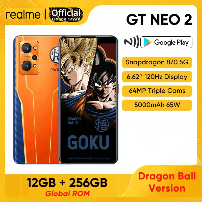 realme GT Neo 2 5G Dragon Limited Edition 12GB 256GB Snapdragon 870 6.62 120Hz E4 AMOLED Display 64MP AI Triple Camera 65W