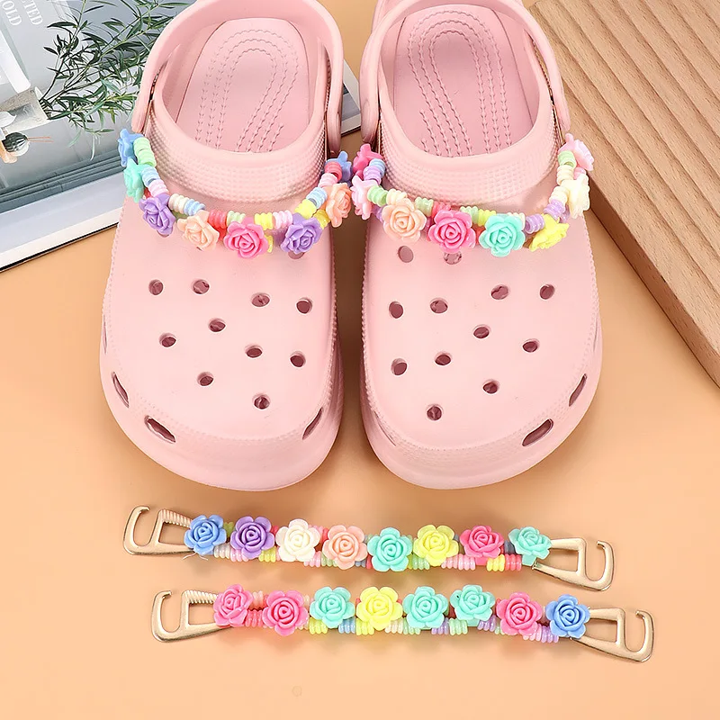

2PCS Designer Shoe Charms Chain Fashion Pearl crystal anklet Gift Buckle Classic Shoe Decoration Accessories For women Croc New