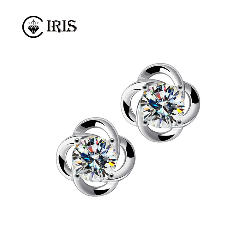 

Lucky Three Leaf Clover Moissanite Stud Earrings 925 Sterling Silver Jewelry Diamond Moissanite Earrings Wedding Jewelry