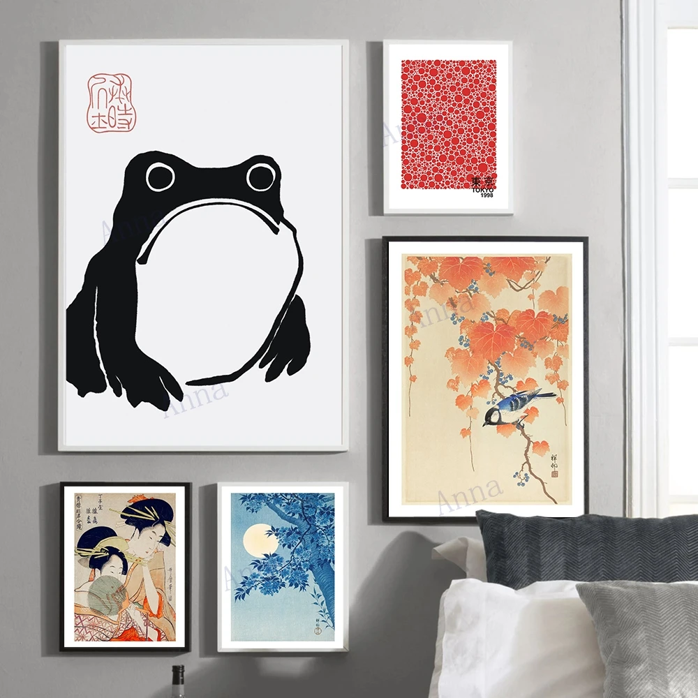 

Japanese Frog Sushi Cherry Geisha Waves Wall Art Canvas Painting Nordic Posters And Prints Wall Pictures For Living Room Decor