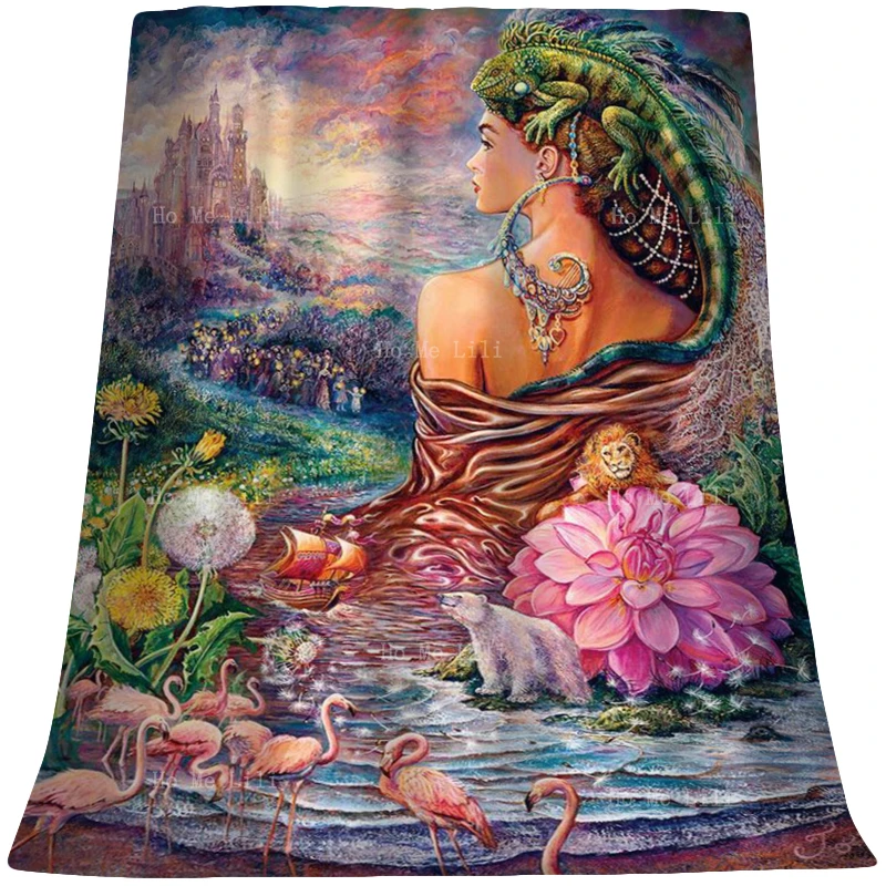 

The Untold Story Tenderness And Beauty Nature Woman Flamingos Flowers Lions Castle Lightweight Flannel Blanket By Ho Me Lili