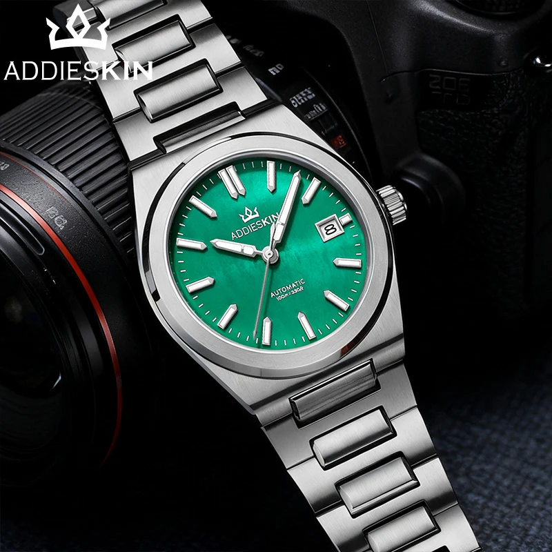 Фото ADDIESKIN K008 Green Mother of Pearl Diver Luxury Watch 39mm Sapphire 100m Waterproof BGW9 Luminous Miyota 9015 Automatic Dial №3
