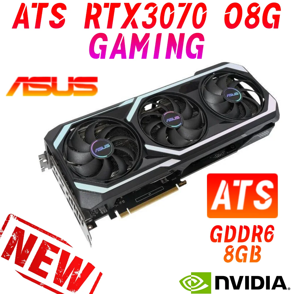 

Video Cards GDDR6 8GB ASUS NEW ATS RTX 3070 O8G GAMING Graphics Card GPU 256bit NVIDIA RTX3070 PCIE4.0 OC Mode 1800 MHz