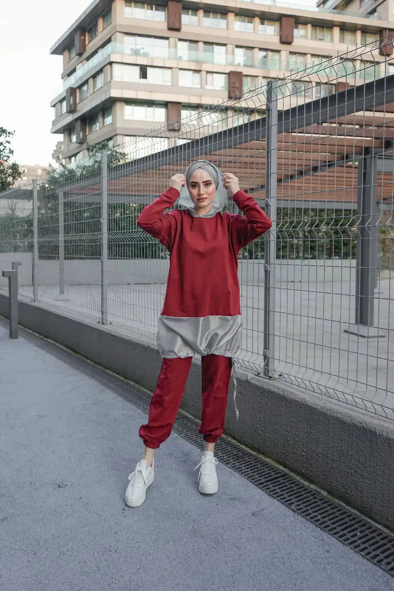 

New Fashion Hooded Tracksuit Set Hijab Muslim Casual Version Hijab Stylish African Dubai Turkey Turkish Made Hot Sale Free Shipp