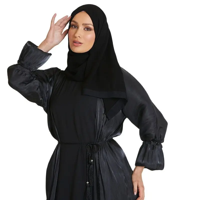 Abaya Muslim Woman Open Cardigan Set Luxury Turkey Dubai Abaya Femme Musulman Moroccan Kaftan Blooming Cuff Islamic Prayer Dress