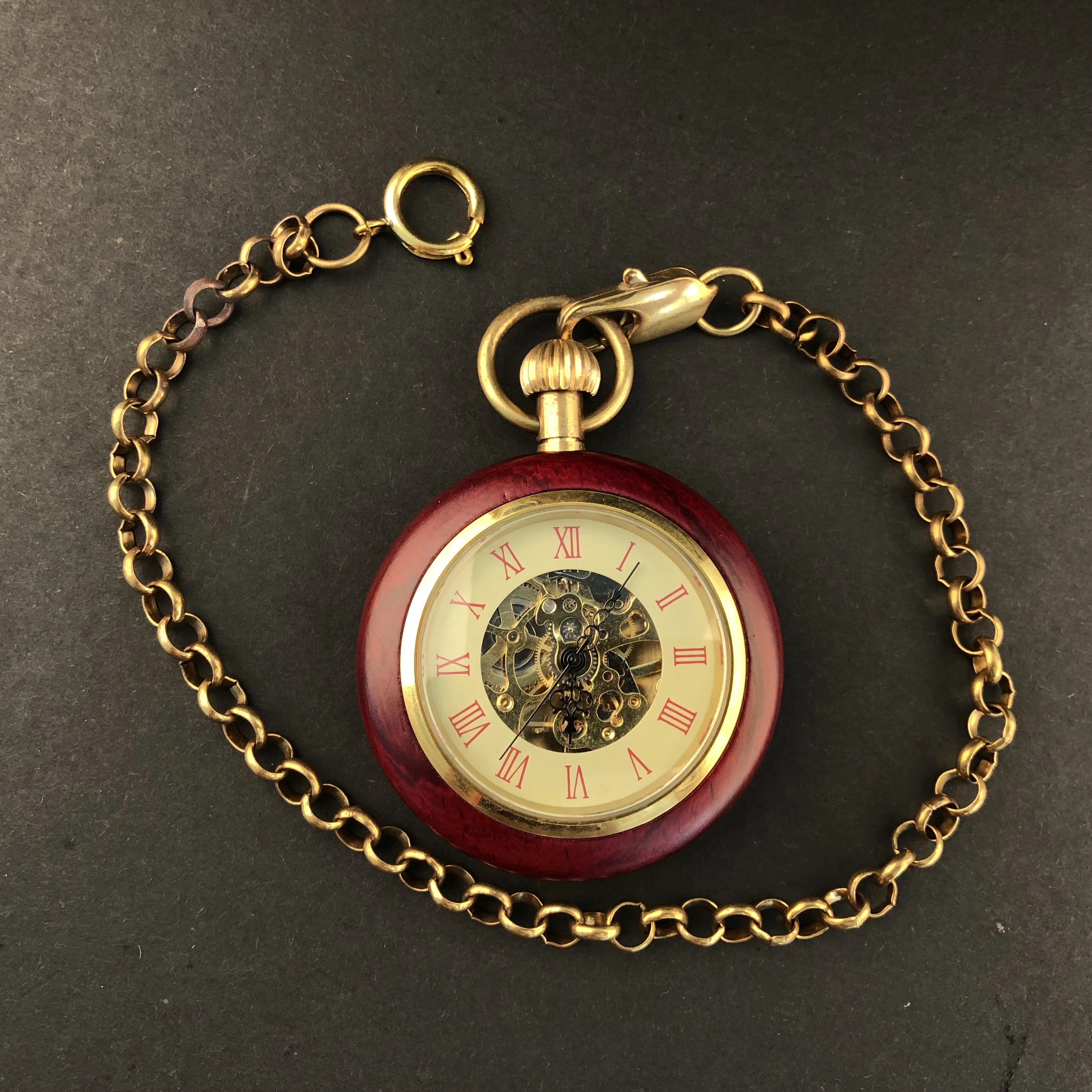 Fashion Vintage Luxury Roman Numerals Exquisite Wood Mechanical Pocket Watches For Men Women Necklace Pendant with Chain Gifts