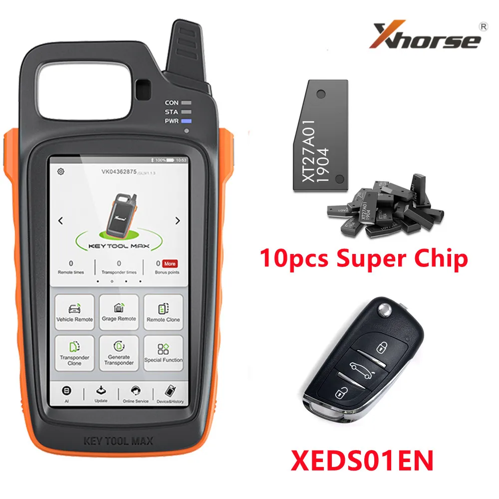 

Xhorse VVDI KEY TOOL MAX Super Chip Remote and Chip Generator Support 96bit ID48 Clone Function Key Programmer