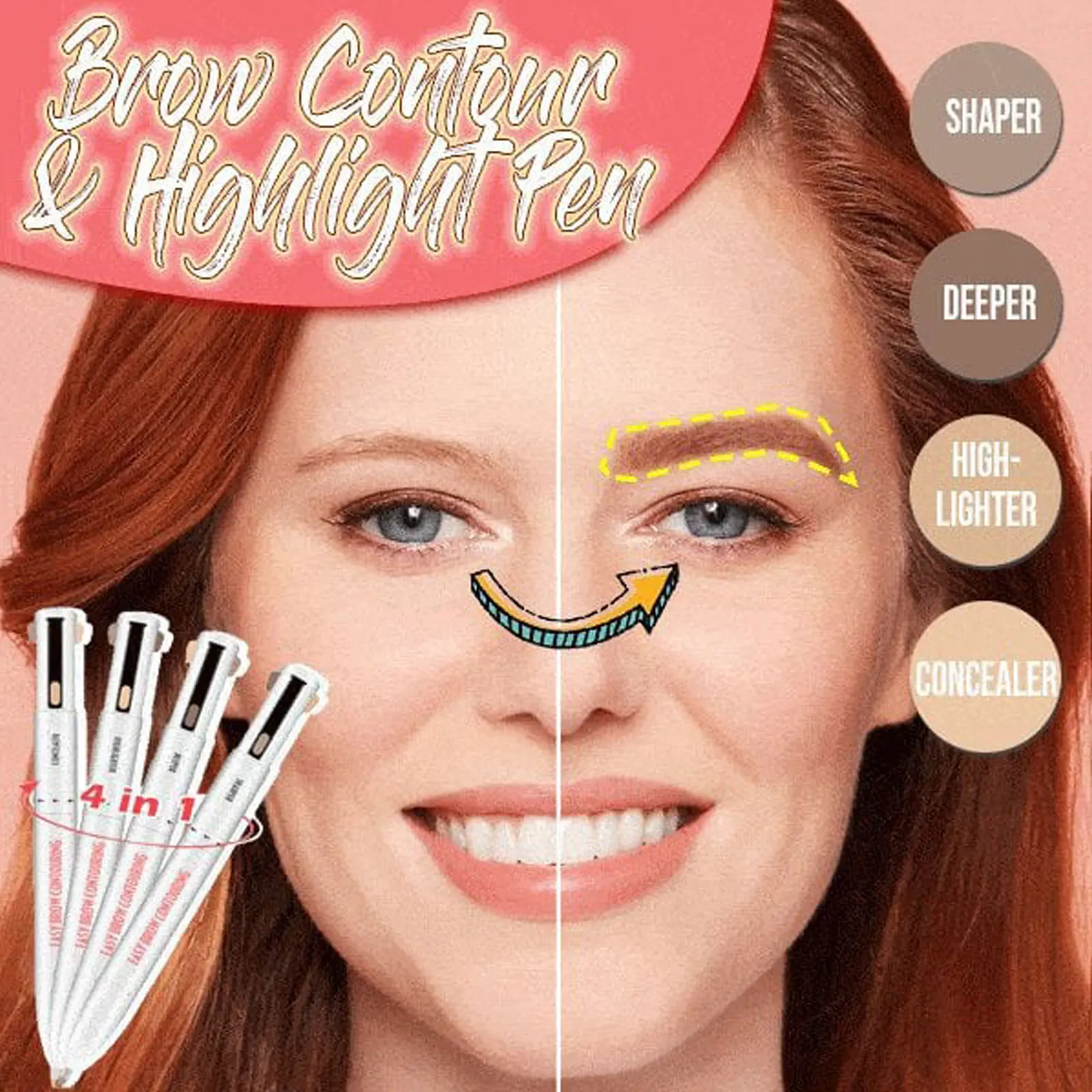 Многофункциональная ручка для контурирования бровей 4 в 1 Blonde Light Brown