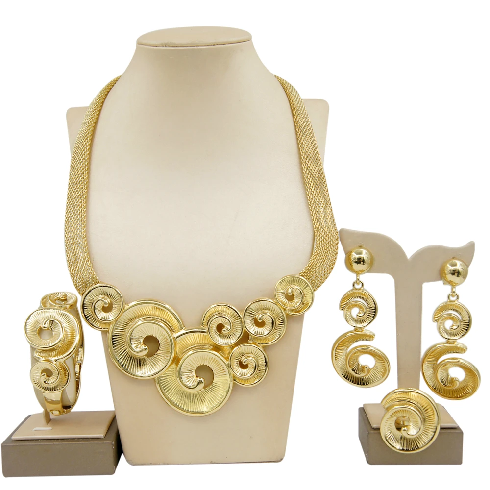 

Stainless Steel Jewelery For Women Brazillian Gold Jewelry Set High Quality Party Banquet Gift Yulaili
