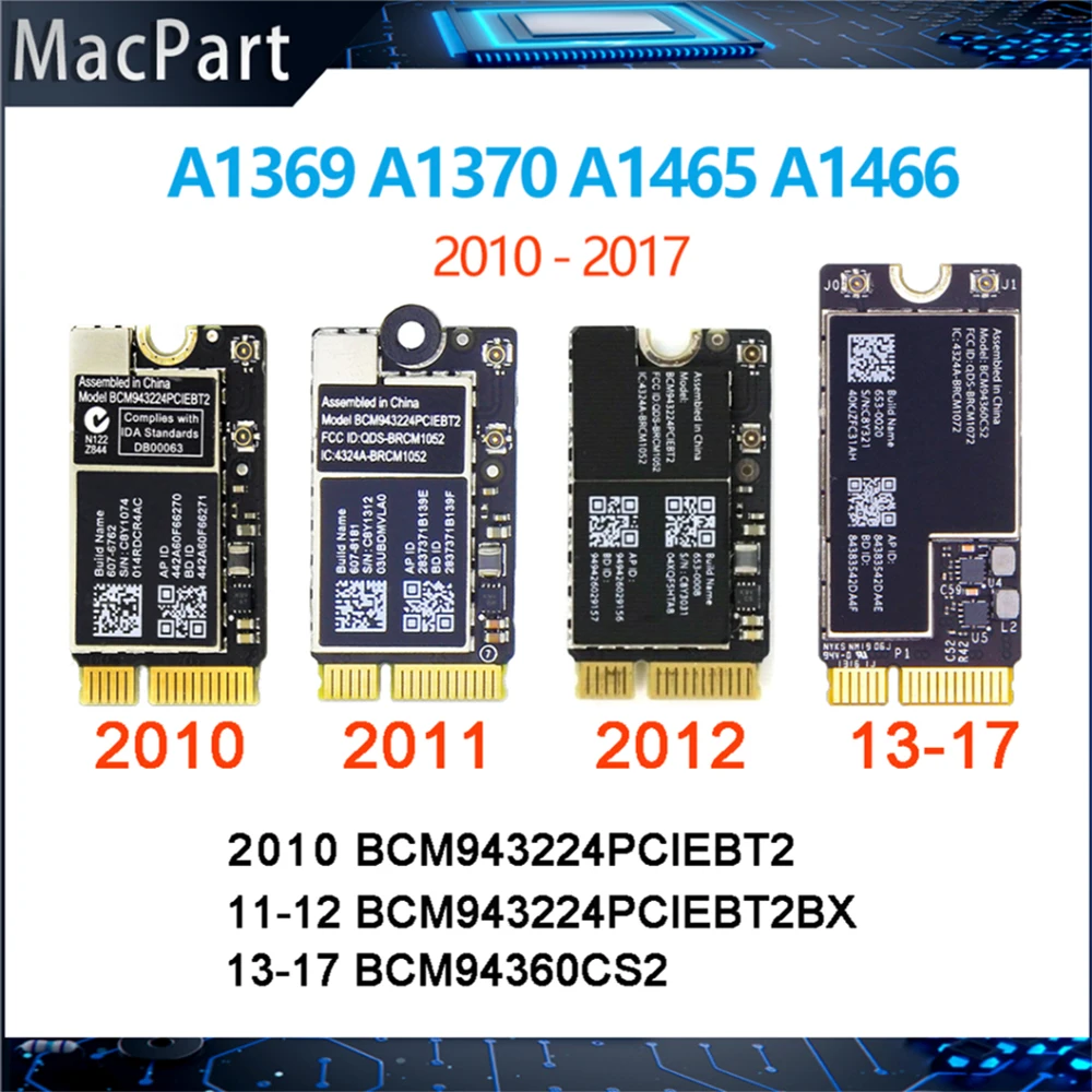 Оригинальная Wi-Fi карта для ноутбука BCM943224PCIEBT2 для Macbook Pro A1369 A1370 A1465 A1466 BCM94360CS2 Wifi карта 2010 -2017 года