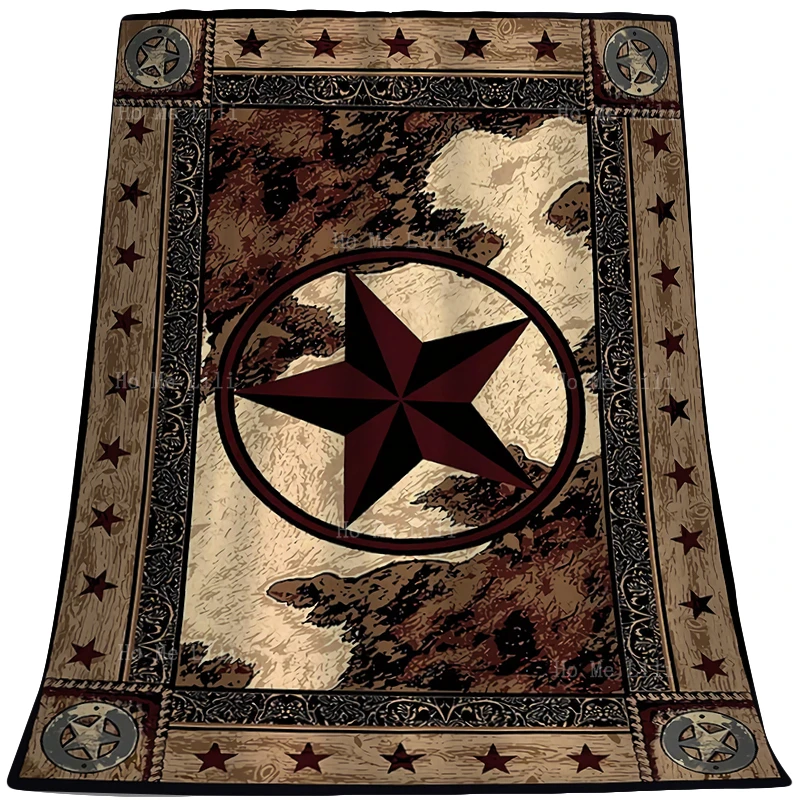 

Western Texas Star On Rustic Wooden Board Traditional Ethnic Pattern Paisley Floral Flannel Blanket By Ho Me Lili Fit For Travel