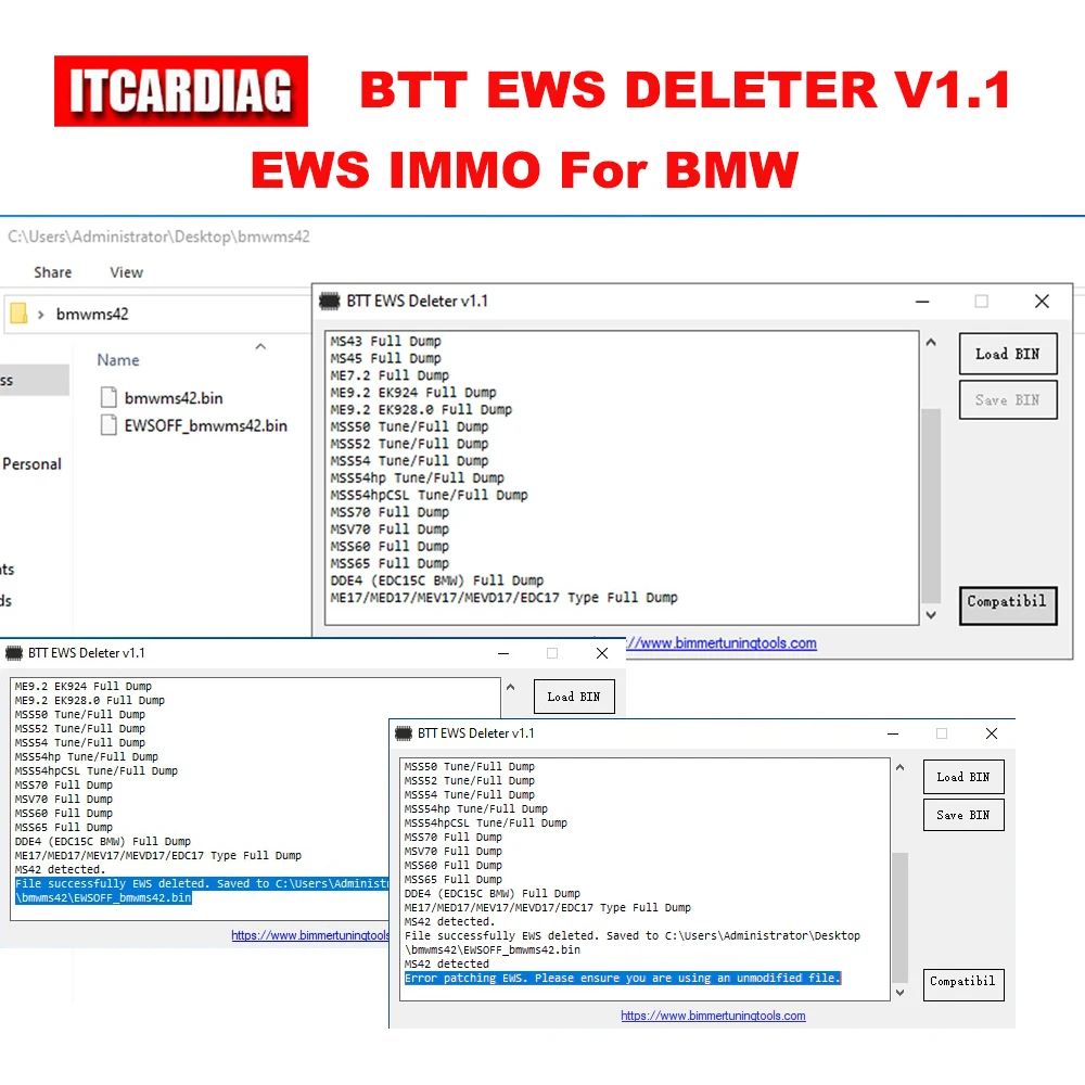 BTT EWS удалитель V1.1 IMMO для BMW BTT EWS удалить для BMW MS41 MS42 MS43 MS45 ME7.2 ME9.2 MSS54 ME17/MED17/MEV17/MEVD17/EDC17