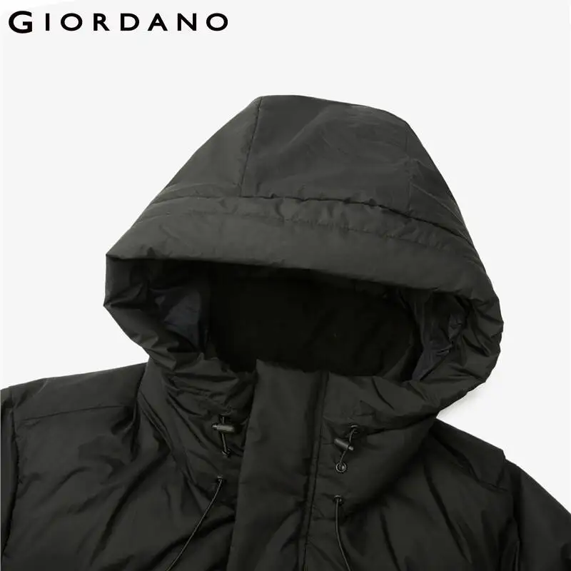 Giordano Men Down Jackets Hooded 90% Grey Goose Down Jacket Machine Washable Zip Front Waterproof Down Coat 01071699