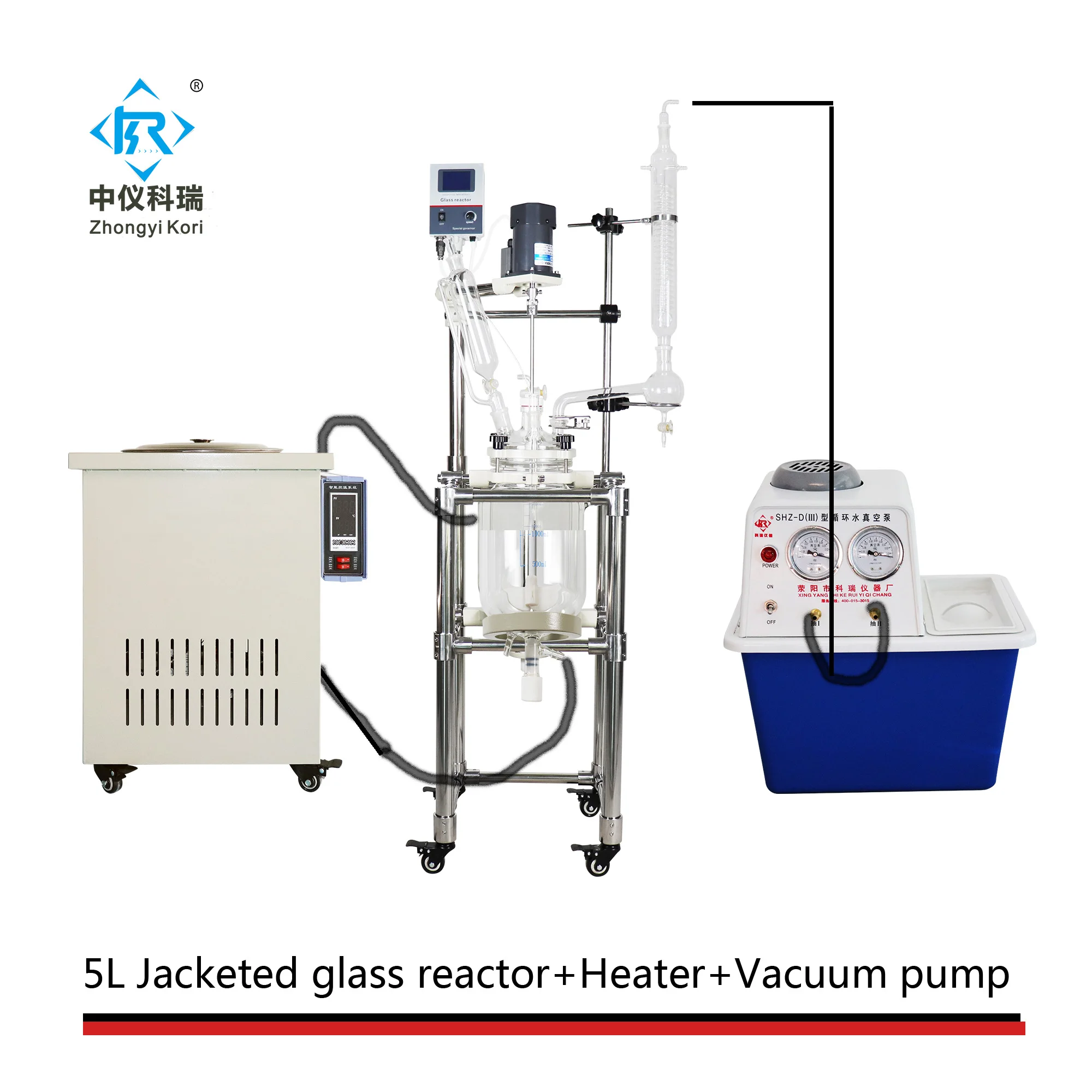 

SF-5L Lab Chemical Stirred Glass Jacketed Reactor with Glass Lid with PTFE Stirrer with jacket for heating cooling
