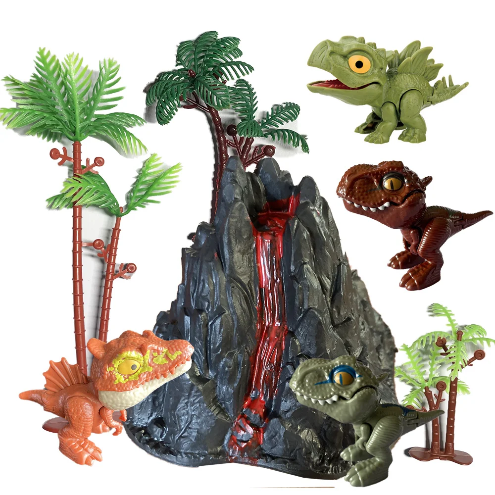 

8Pcs Volcano Dinosaur Playset Including 4 Dinosaurs and 3 Trees Volcano Dinosaur Toys for Kids Cake Topper Dinosaur Cake Decor