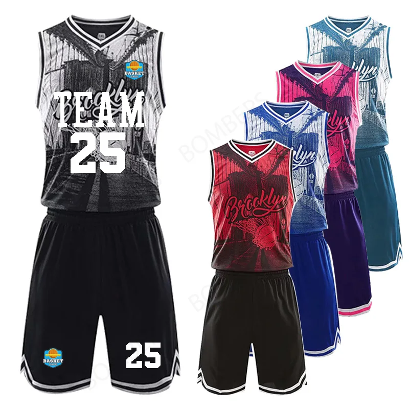 

Hight quality Uniforms Sets Men Sports Jersey Basketball Customized sleeveless shirt kits Sports clothing Breathable Youth