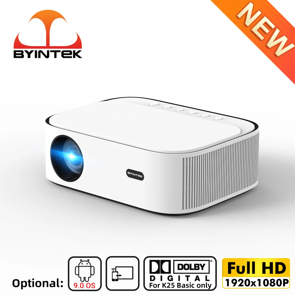

BYINTEK K45 Full HD 4K 1920x1080P LCD Smart Android 9.0 Wifi LED Video Home Theater Cinema 1080P Projector for Smartphone